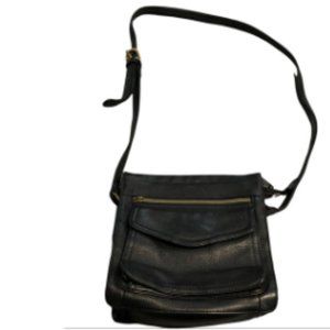 Fossil Black Leather Shoulder Bag - Multi-pockets